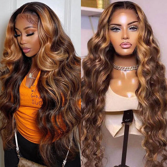 #4/27 straight ombre brown Colored wig 13*4 frontal lace wig