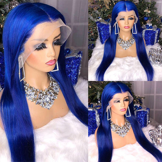 Blue straight Colored wig 13*4 frontal lace wig