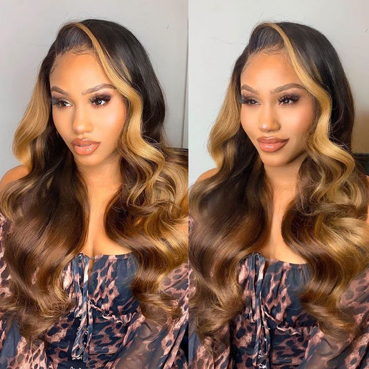 #1B/4/27 straight ombre brown Colored wig 13*4 frontal lace wig
